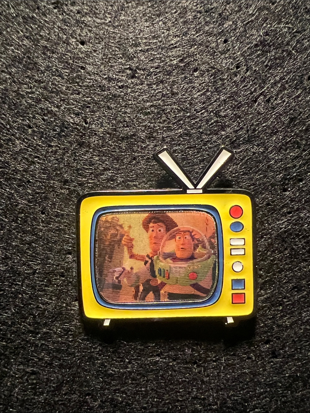 Disney Yellow Retro TV Enamel Pin with Toy Story Scene